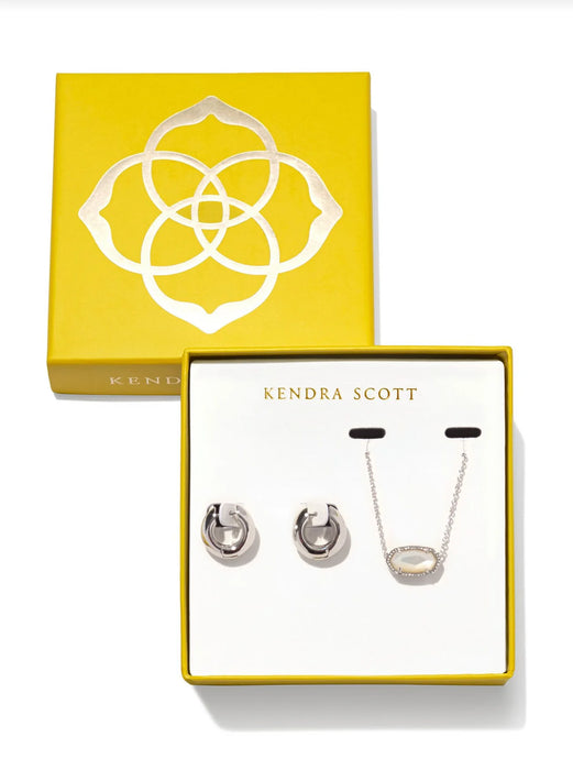 Kendra Scott Boxed Silver Elisa Mikki Gift Set in Ivory MOP