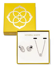 Load image into Gallery viewer, Kendra Scott Boxed Silver Cailin Crystal Gift Set in White Crystal