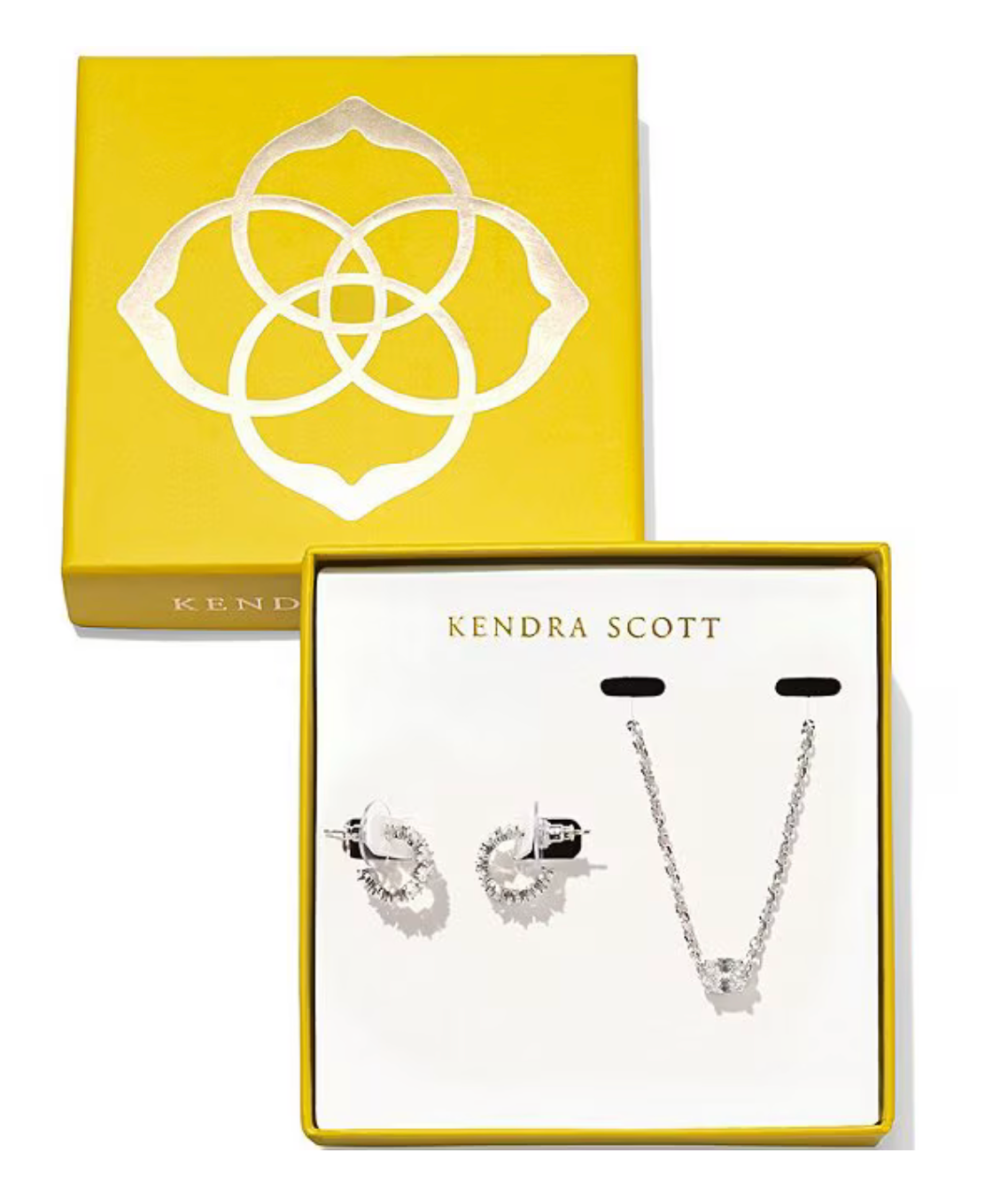 Kendra Scott Boxed Silver Cailin Crystal Gift Set in White Crystal