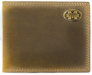 Vintage Tan Brass Mississippi State Bifold Passcase Wallet