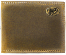 Load image into Gallery viewer, Vintage Tan Brass Buck Bifold Passcase Wallet