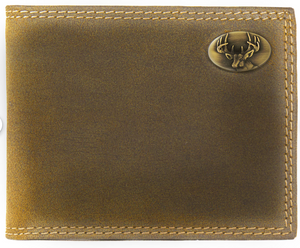 Vintage Tan Brass Buck Bifold Passcase Wallet