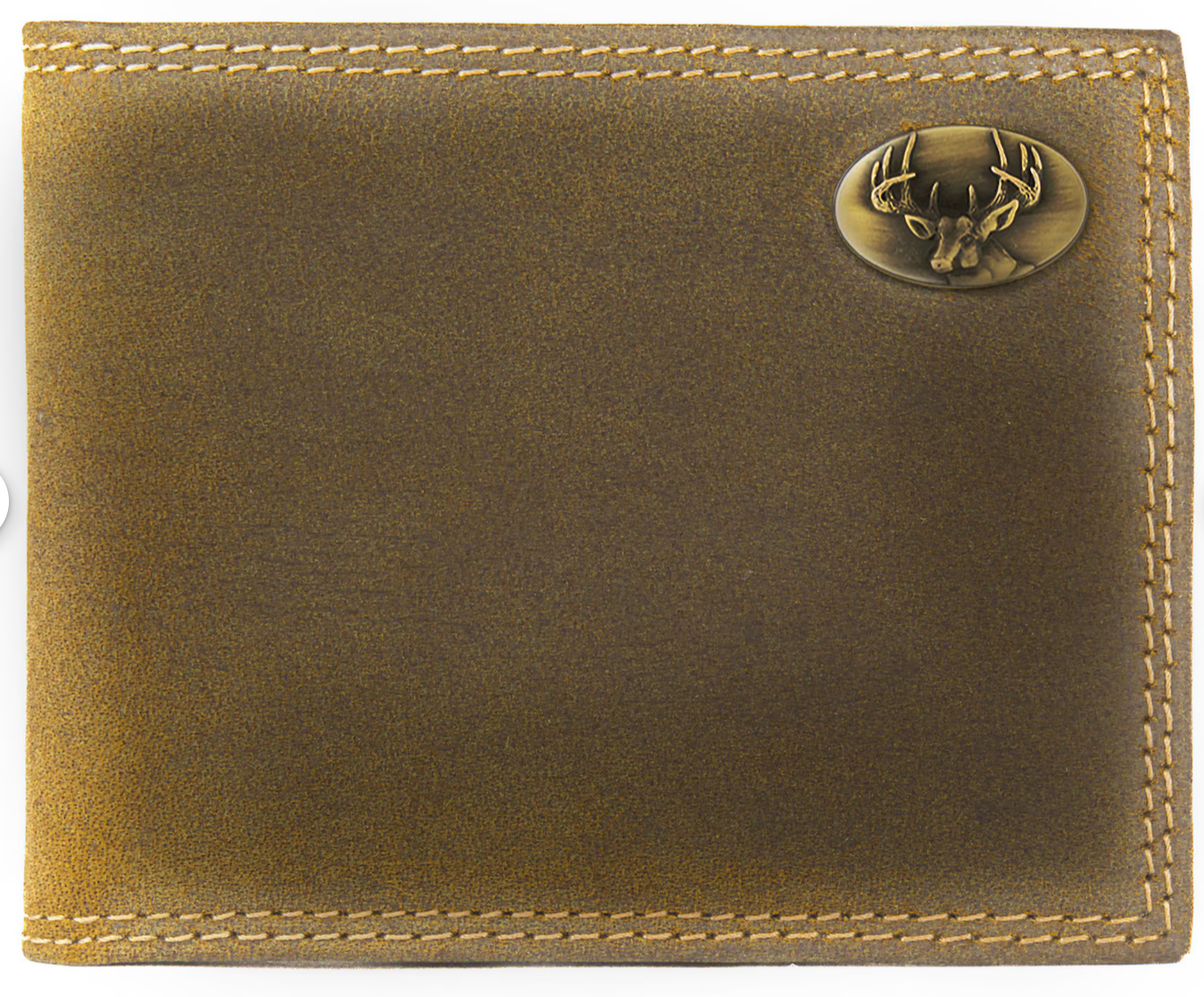 Vintage Tan Brass Buck Bifold Passcase Wallet