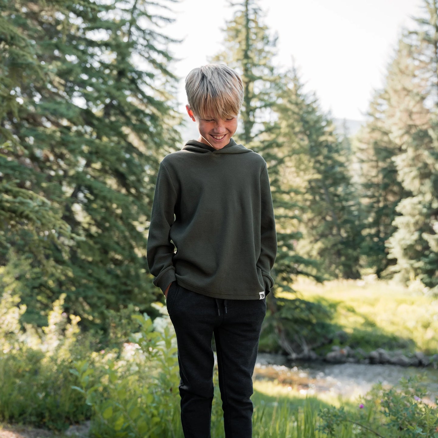 Burlebo Youth Fleece Joggers in Heather Black
