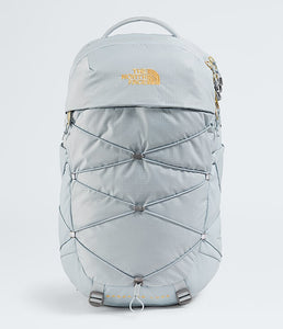 north face backpack with gold Women's The Borealis Luxe Frost Grey/Gold Metallic Other Bag while the large main Batter Bowl Colour:Ocean Blue