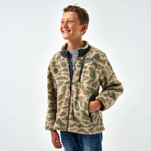 Load image into Gallery viewer, Burlebo Youth Sherpa Full Zip Jacket in Alpine Camo