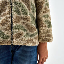Load image into Gallery viewer, Burlebo Youth Sherpa Full Zip Jacket in Alpine Camo
