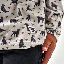 Load image into Gallery viewer, Burlebo Youth Performance Hoodie in Ducks and Dogs