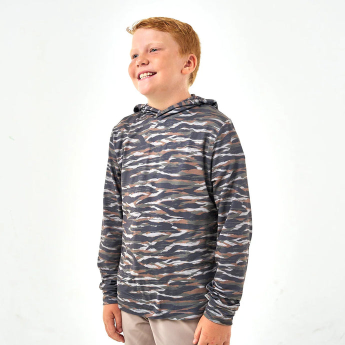 Burlebo Youth Performance Hoodie Tiger Stripe in Wetland