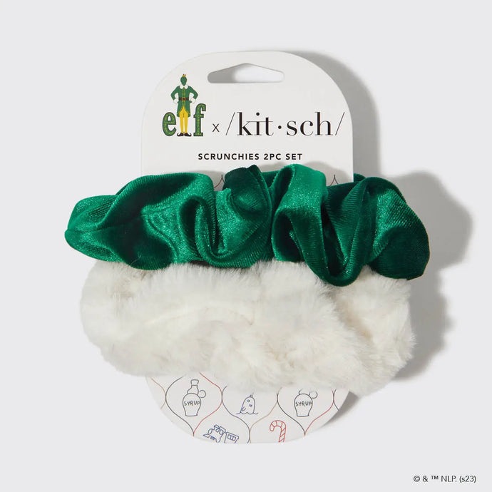 Elf x Kitsch Scrunchies 2pc White & Green