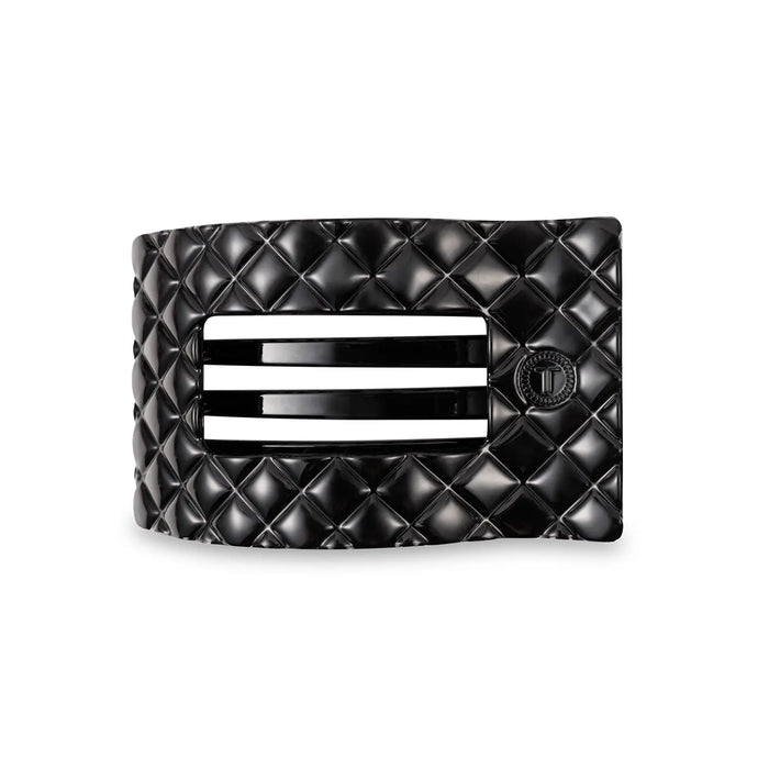 Teleties Large Flat Rectangle Clip Jet Black Quilted