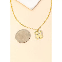 Load image into Gallery viewer, Pave Rectangle Cross Pendant Necklace