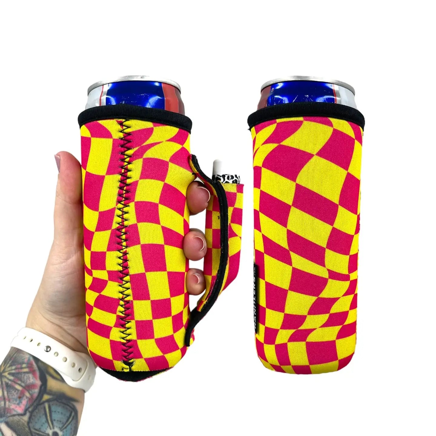 Retro Checkerboard 12oz Slim Can Handler