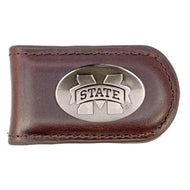 Mississippi State Leather Magnetic Money Clip-Smooth Brown