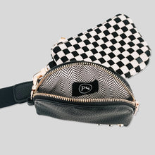 Load image into Gallery viewer, Pretty Simple Wonderlust Woven Dual Pouch Wristlet in Tan Checkered