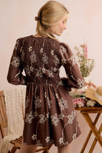 Load image into Gallery viewer, Comes Naturally Floral Smocked LS Mini Dress