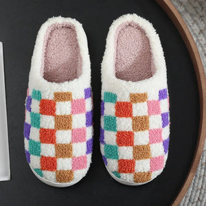 We Belong Together Colorful Plaid Slippers