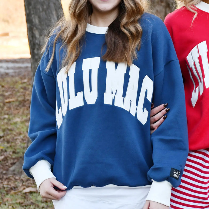 Lulu Mac Color Block Navy/White Stitch