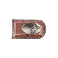 Mallard Leather Money Clip Wallet-Croc Brown