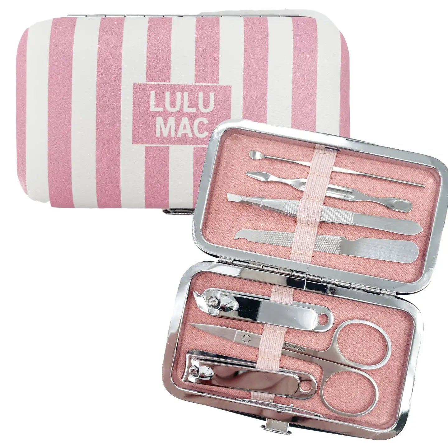 Lulu Mac MSCT Manicure Set in Pink Stripe
