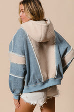 Load image into Gallery viewer, Could&#39;ve Been Her Denim and Fleece Zip Up Hoodie in Oatmeal