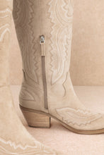 Load image into Gallery viewer, Tess Western Embroidered Pointed-Toe Tall Boots in Beige