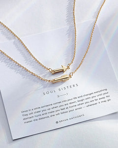 Soul Sisters Best Friend Arrow Necklace Set Gold