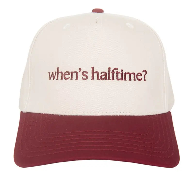 When's Halftime Two-Toned Vintage Hat in Maroon/Tan