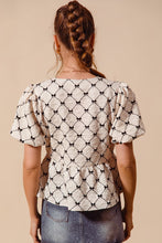 Load image into Gallery viewer, Oh No Doubt Bow Woven Peplum Top with Contrast Ties