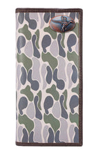 Load image into Gallery viewer, Mallard Men&#39;s Secretary Old School Camo Leather Wallet: Green/Gray Camo