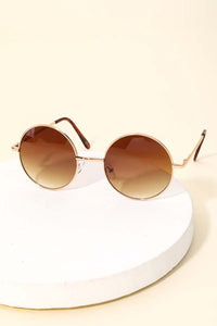 Retro Round Sunglasses Gold/Brown