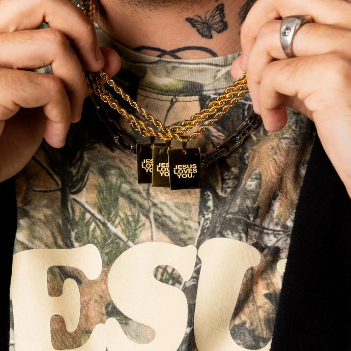 Jesus Loves You 18K Gold Plated Chain Necklace