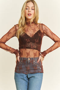 What You Think of Me Mesh Top in Brown