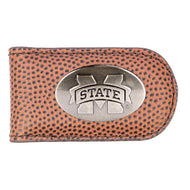 Mississippi State Leather Magnetic Money Clip-Football Pebble