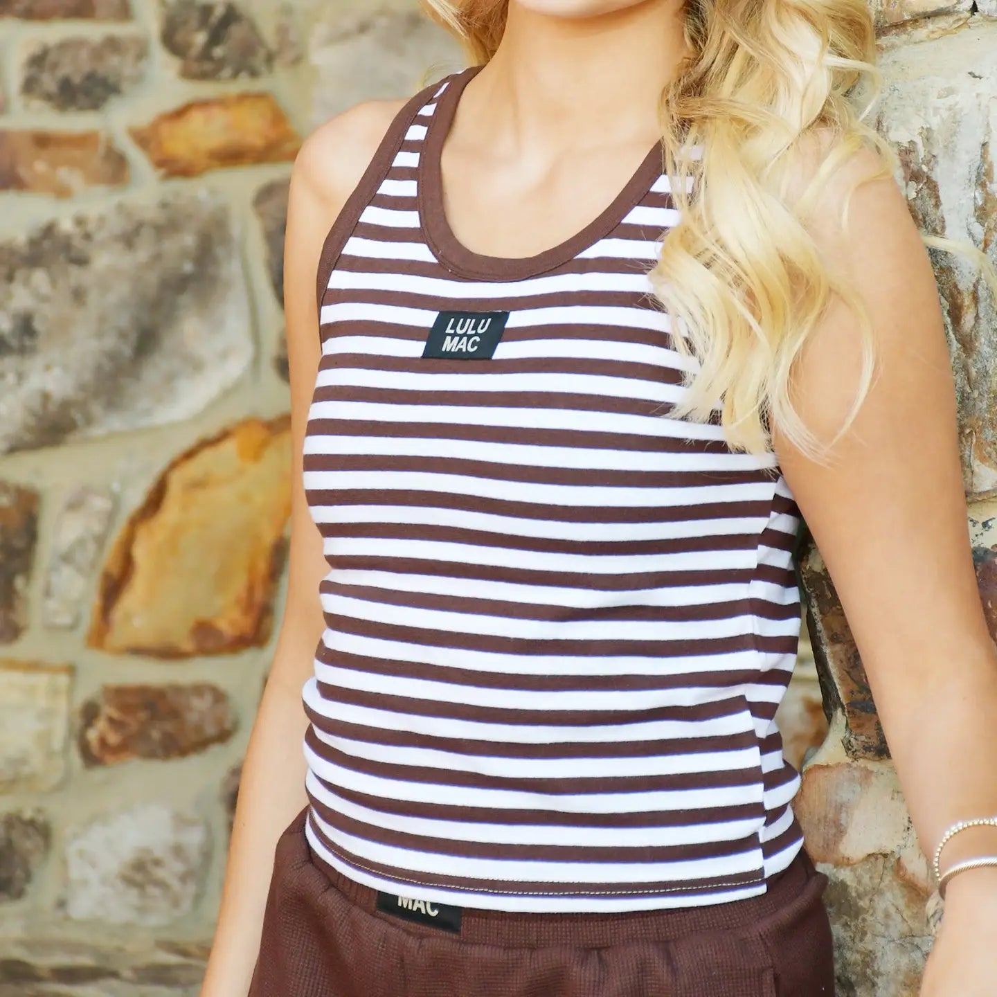 Lulu Mac Stripe Tank in Brown