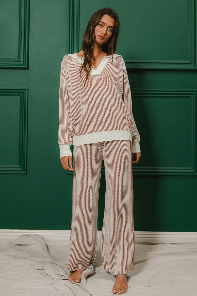 Everything I Love Ribbed Sweater and Pants Set Cinnamon