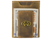 Load image into Gallery viewer, Mississippi State Bulldogs Vintage Tan Leather Magnetic Front Pocket Wallet
