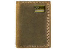 Load image into Gallery viewer, American Flag Vintage Tan Leather Trifold Wallet