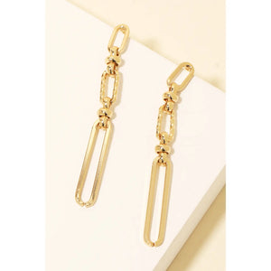 Gold Mixed Oval Chain Dangle Earrings