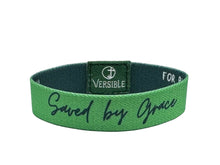 Load image into Gallery viewer, Versible Saved by Grace Green Solid Truths Collection Bible Verse Wristband