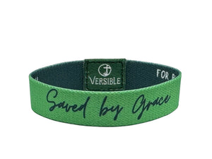 Versible Saved by Grace Green Solid Truths Collection Bible Verse Wristband