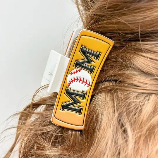 Sports 'MOM' Leather Claw Clip