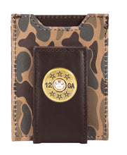Load image into Gallery viewer, Shotshell Magnetic Front Pocket Old School Camo Wallet: Brown/Tan Camo