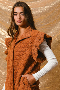 Warmth From Within Quilted Ruffle Sleeve Vest