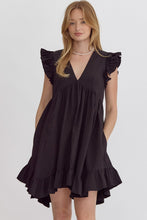 Load image into Gallery viewer, Dancing With Your Shadows V-Neck Dress Black
