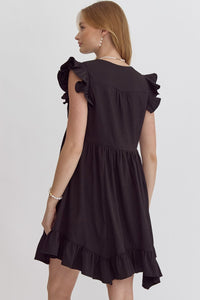 Dancing With Your Shadows V-Neck Dress Black
