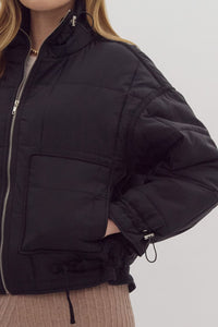 Nice for What Quilted Zip Up Jacket in Black