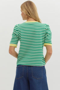 Happy As Can Be Striped Top in Green