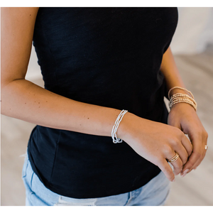 Erin Gray Boho Bracelet Stack in White + Gold Filled