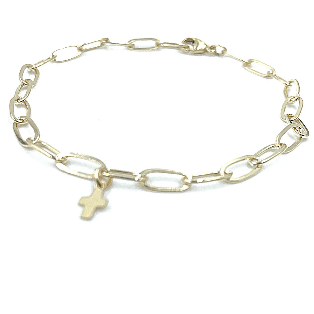 Erin Gray Essential Paperclip Links Bracelet in 14K Gold Filled with Luxe Cross